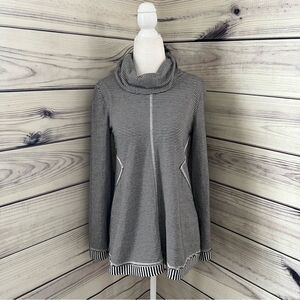 Anthropologie Maeve Black & White Striped Cowl Neck Sweatshirt